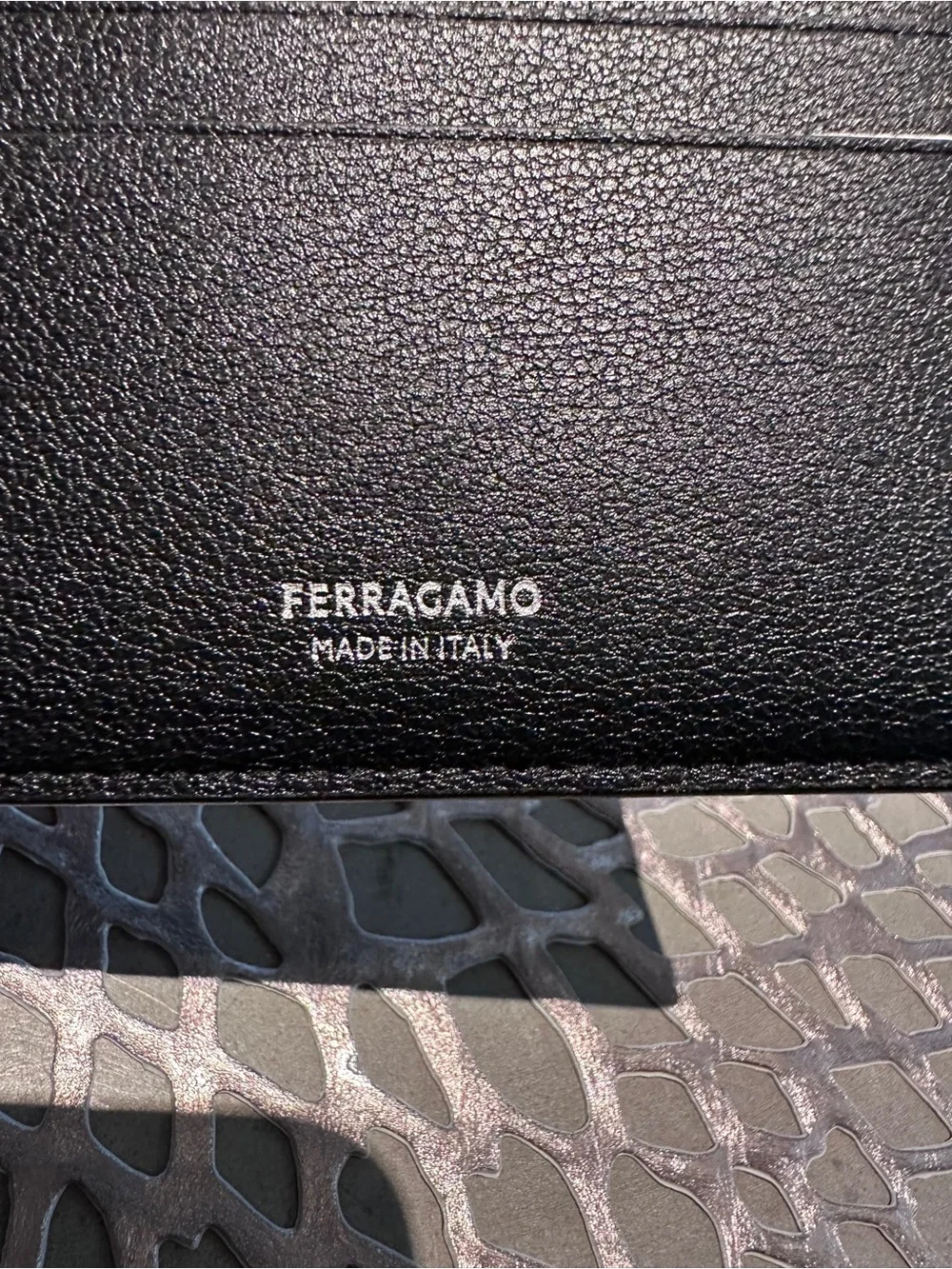 Salvatore Ferragamo Black Embossed Leather Bifold Wallet